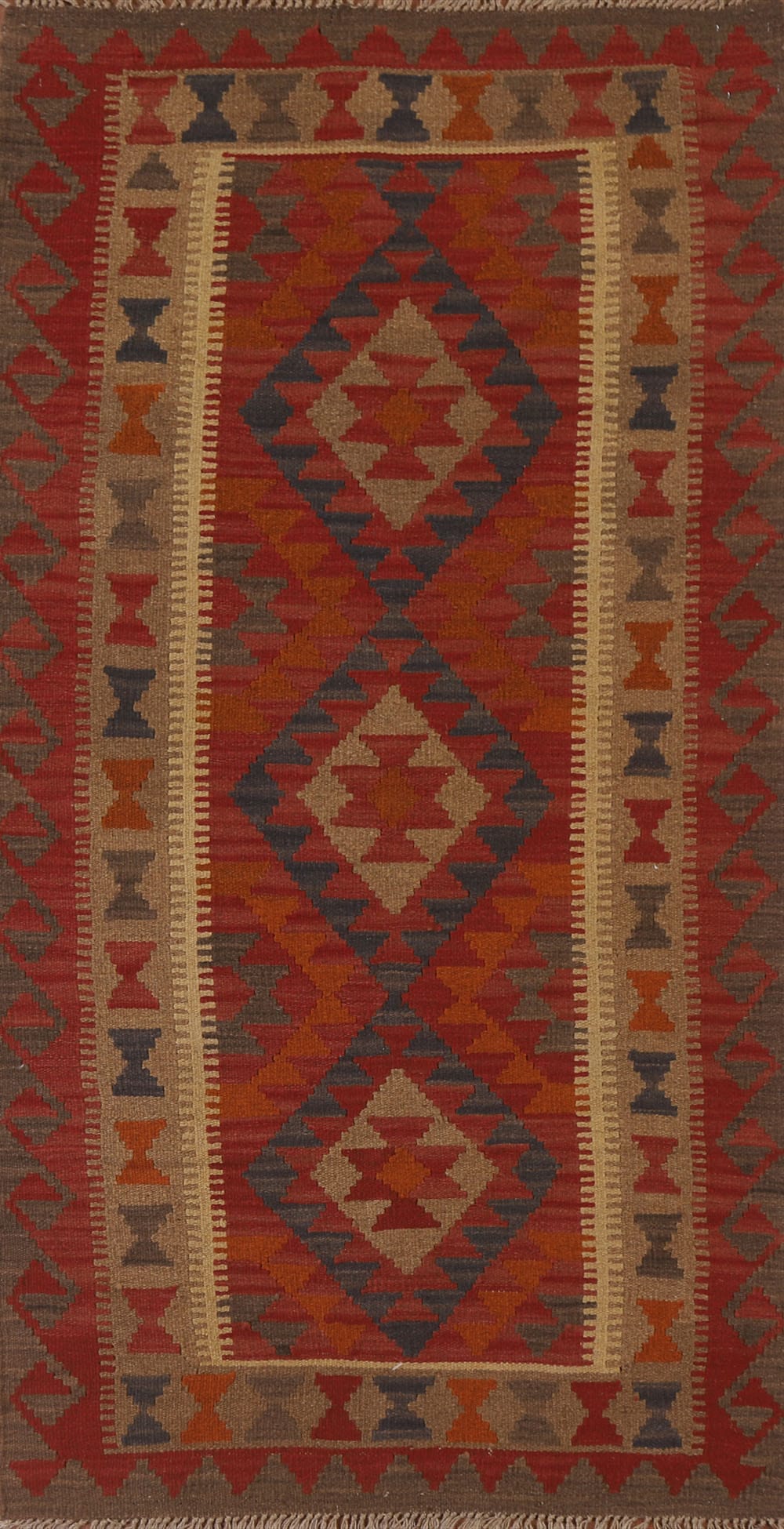 Geometric Kilim Oriental Runner Rug 3x7