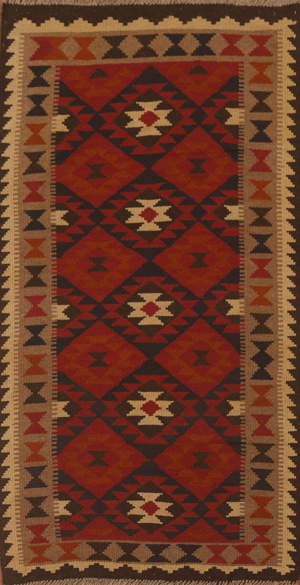 Geometric Kilim Oriental Runner Rug 3x7