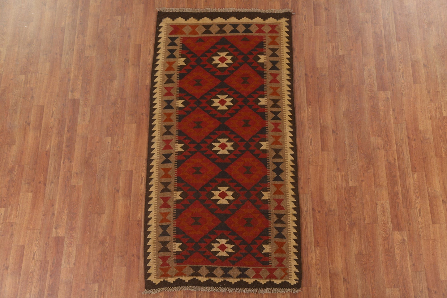 Geometric Kilim Oriental Runner Rug 3x7