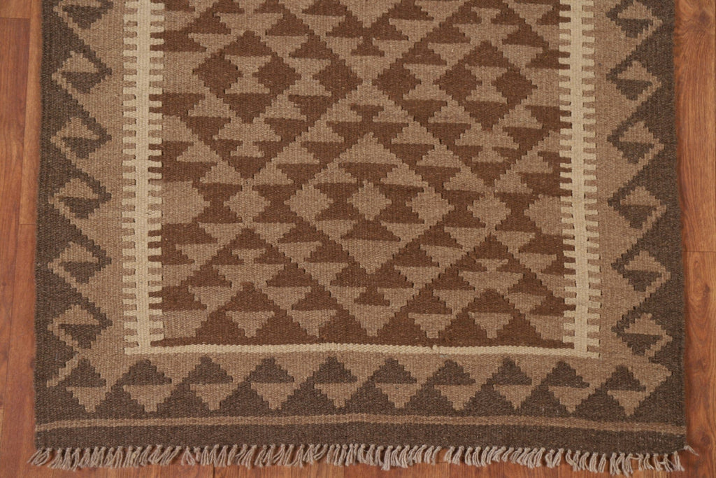 Brown Kilim Reversible Wool Area Rug 3x6