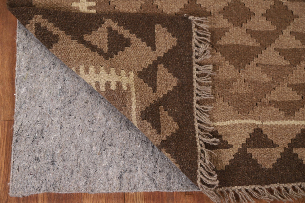 Brown Kilim Reversible Wool Area Rug 3x5