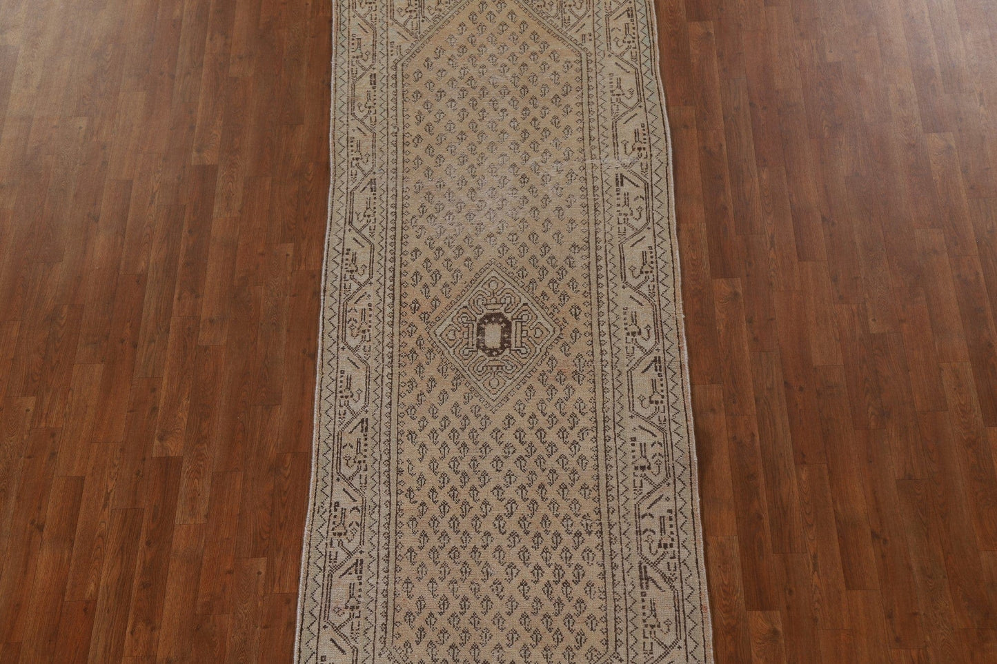 Distressed Boteh Botemir Persian Runner Rug 3x10