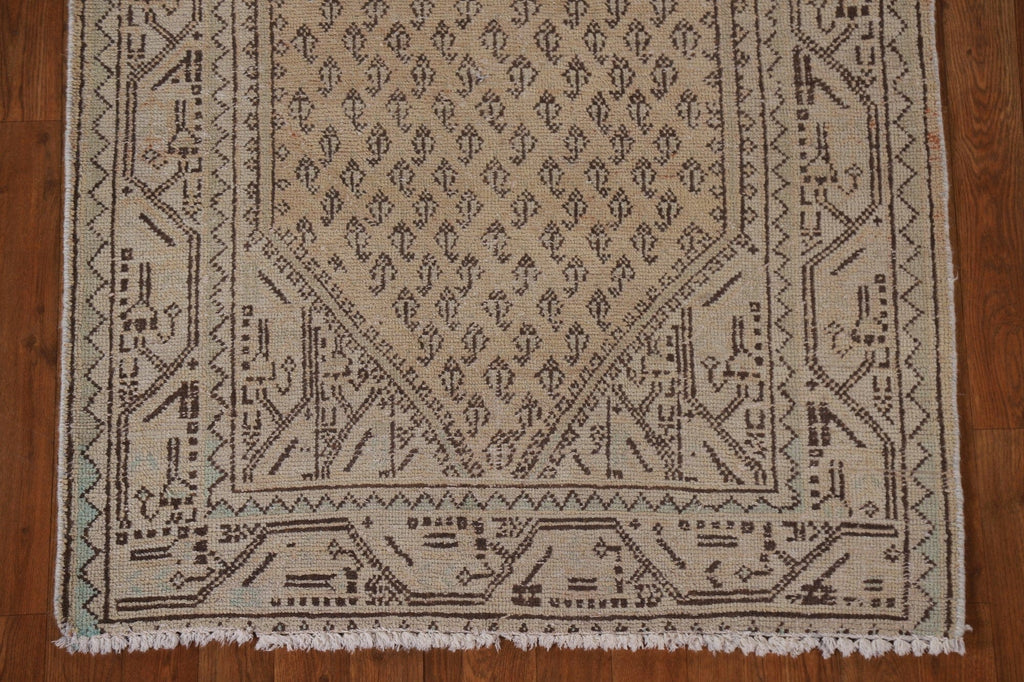 Distressed Boteh Botemir Persian Runner Rug 3x10