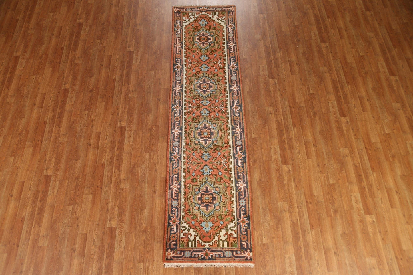 Geometric Heriz Serapi Runner Rug 3x10