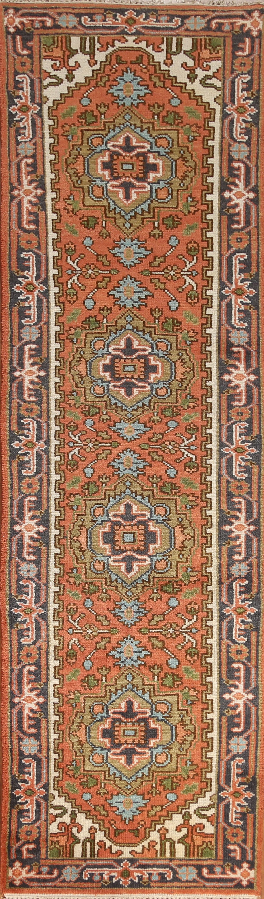 Geometric Heriz Serapi Runner Rug 3x10