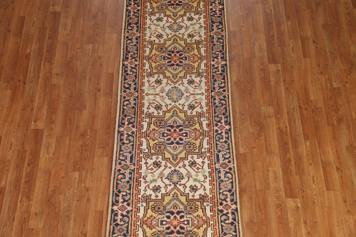 Geometric Heriz Serapi Runner Rug 3x10