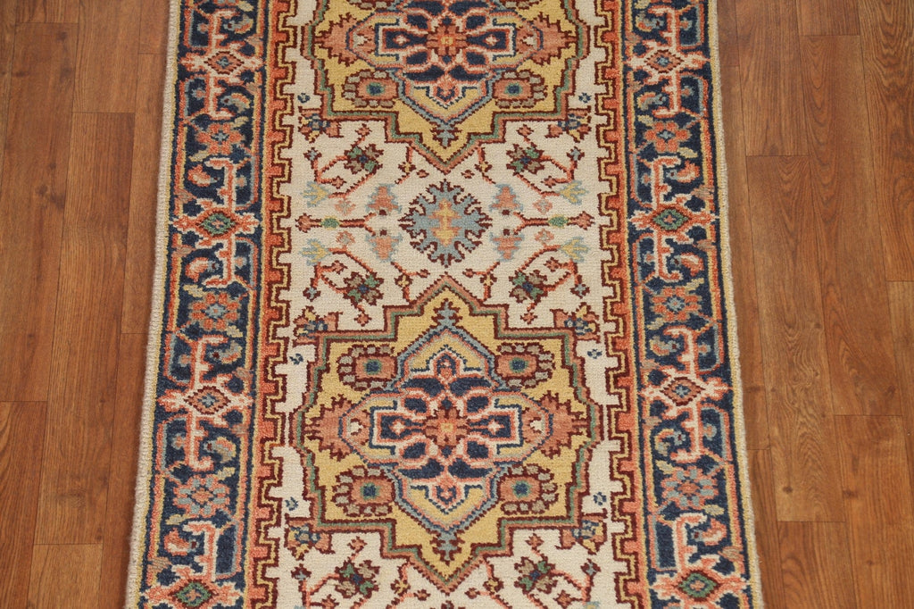 Geometric Heriz Serapi Runner Rug 3x10