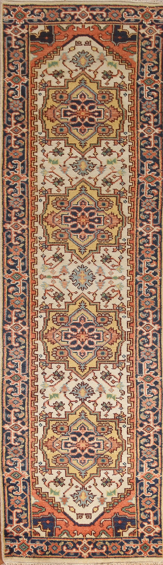 Geometric Heriz Serapi Runner Rug 3x10