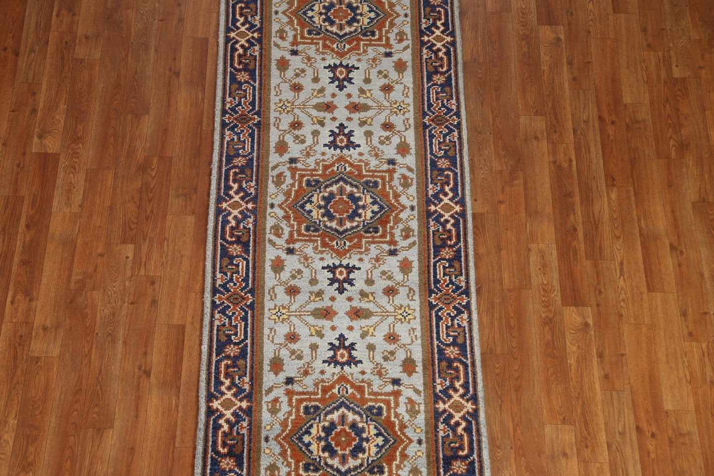 Geometric Heriz Serapi Runner Rug 3x8