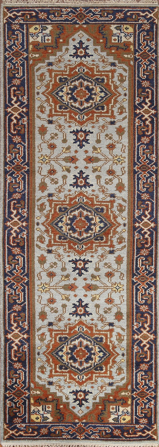 Geometric Heriz Serapi Runner Rug 3x8