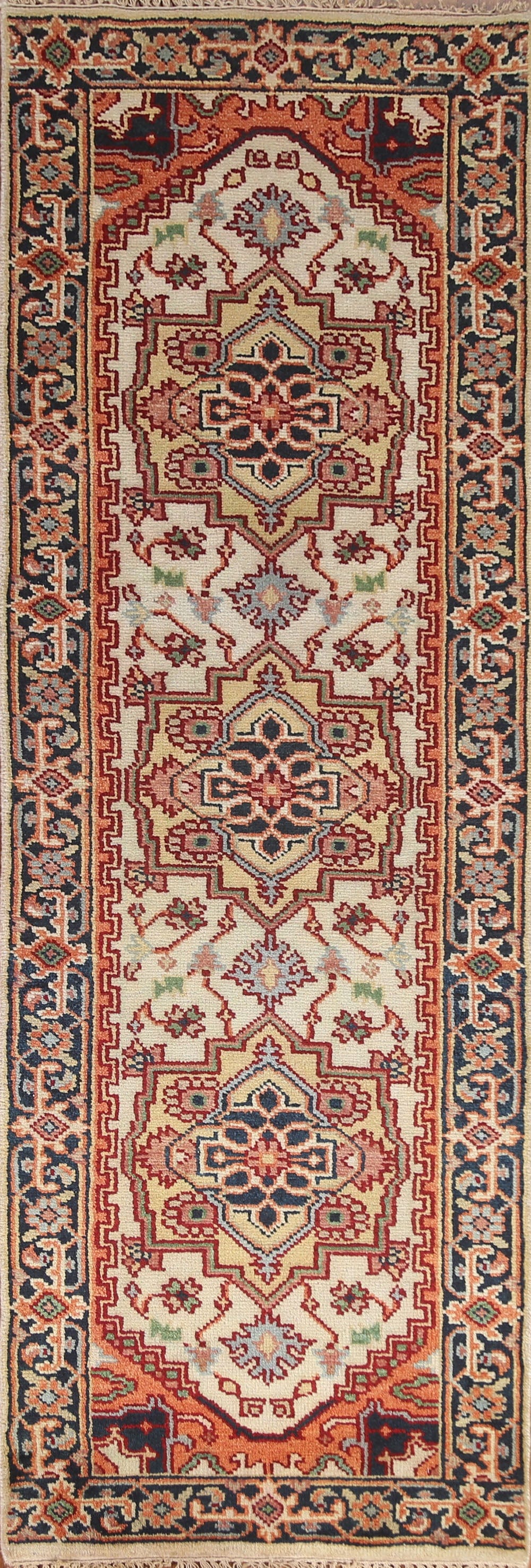 Geometric Heriz Serapi Runner Rug 3x8