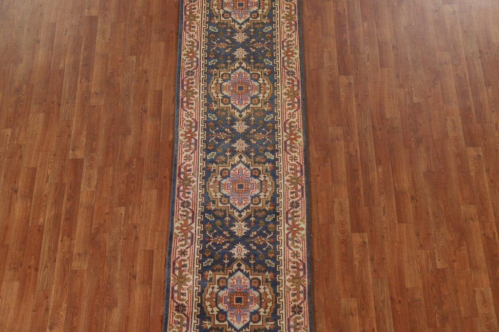 Geometric Heriz Serapi Runner Rug Wool 3x10