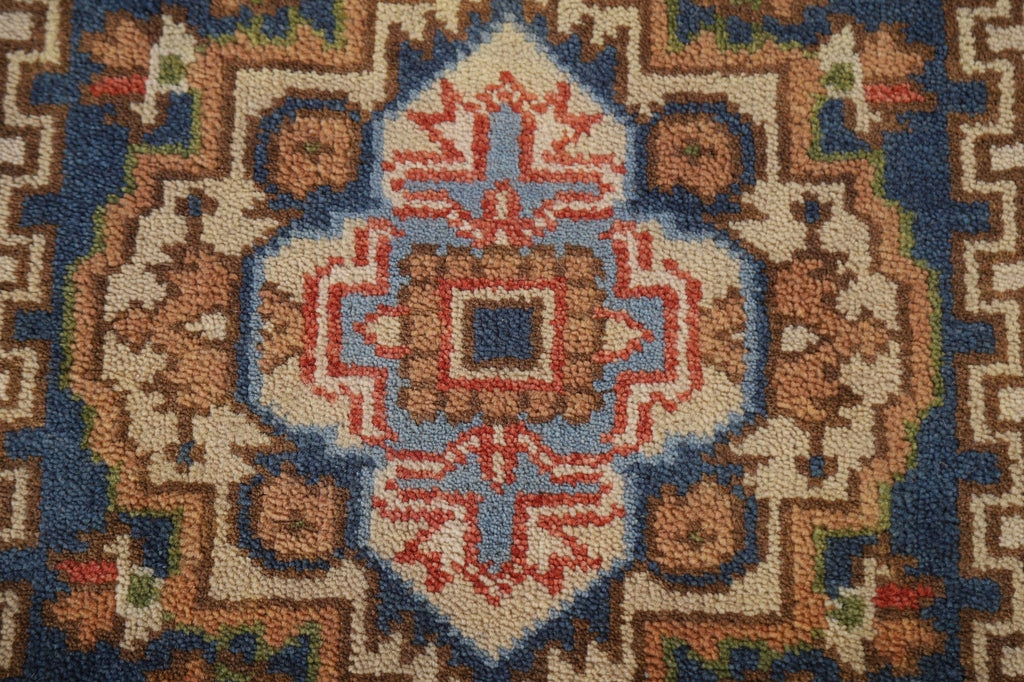 Geometric Heriz Serapi Runner Rug Wool 3x10