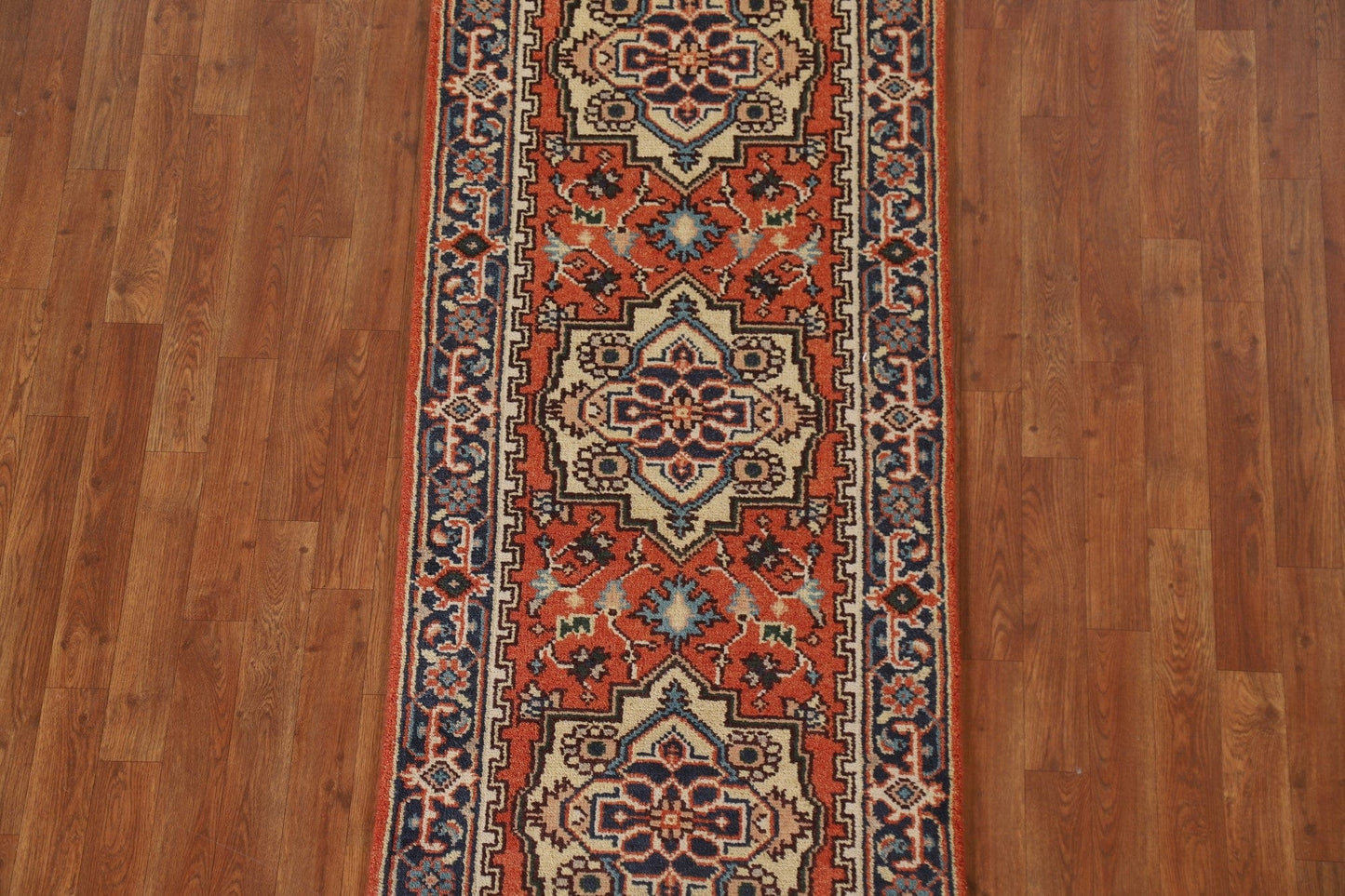 Geometric Heriz Serapi Runner Rug 3x8