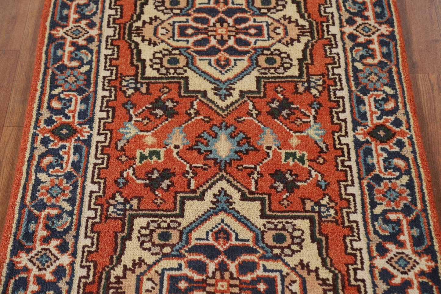 Geometric Heriz Serapi Runner Rug 3x8