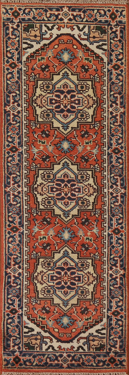 Geometric Heriz Serapi Runner Rug 3x8