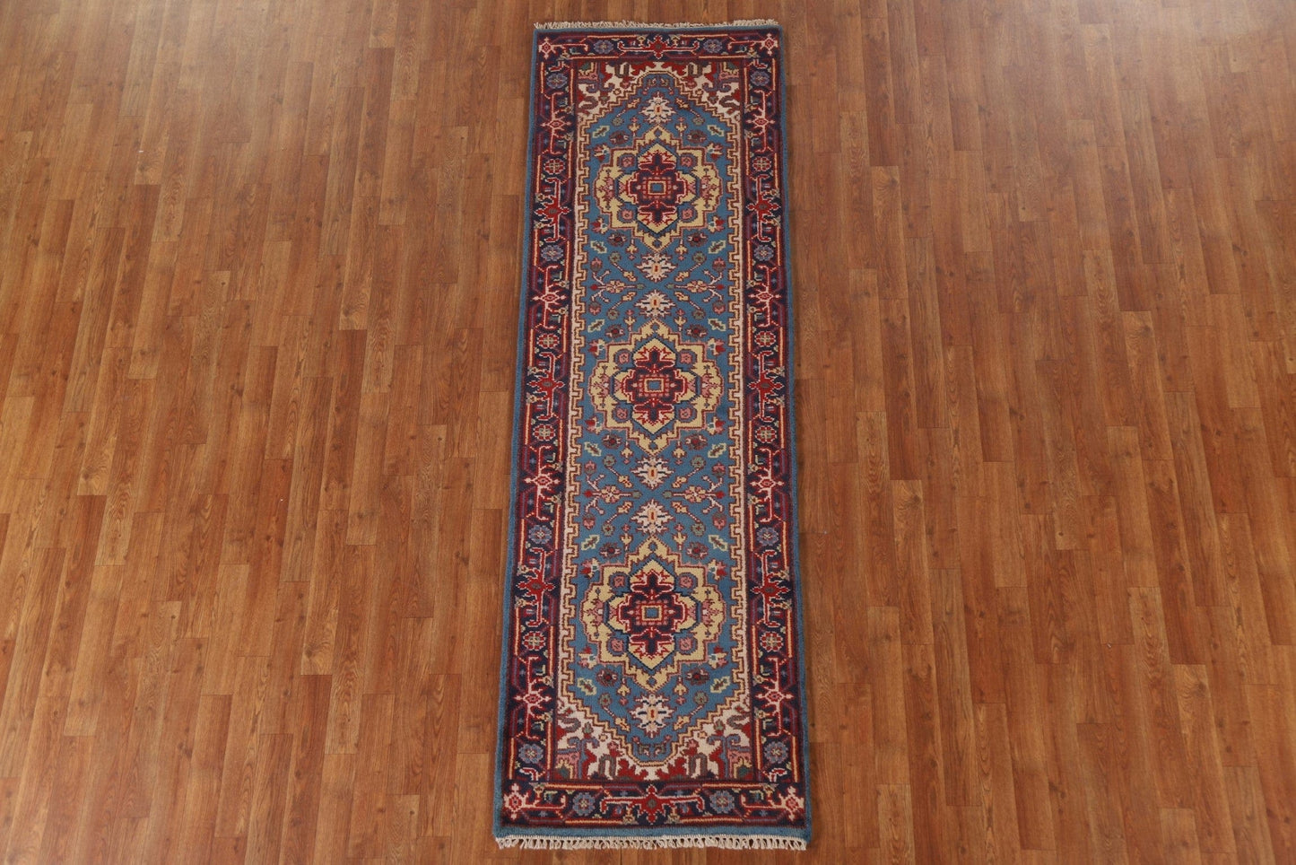 Geometric Heriz Serapi Runner Rug 3x8