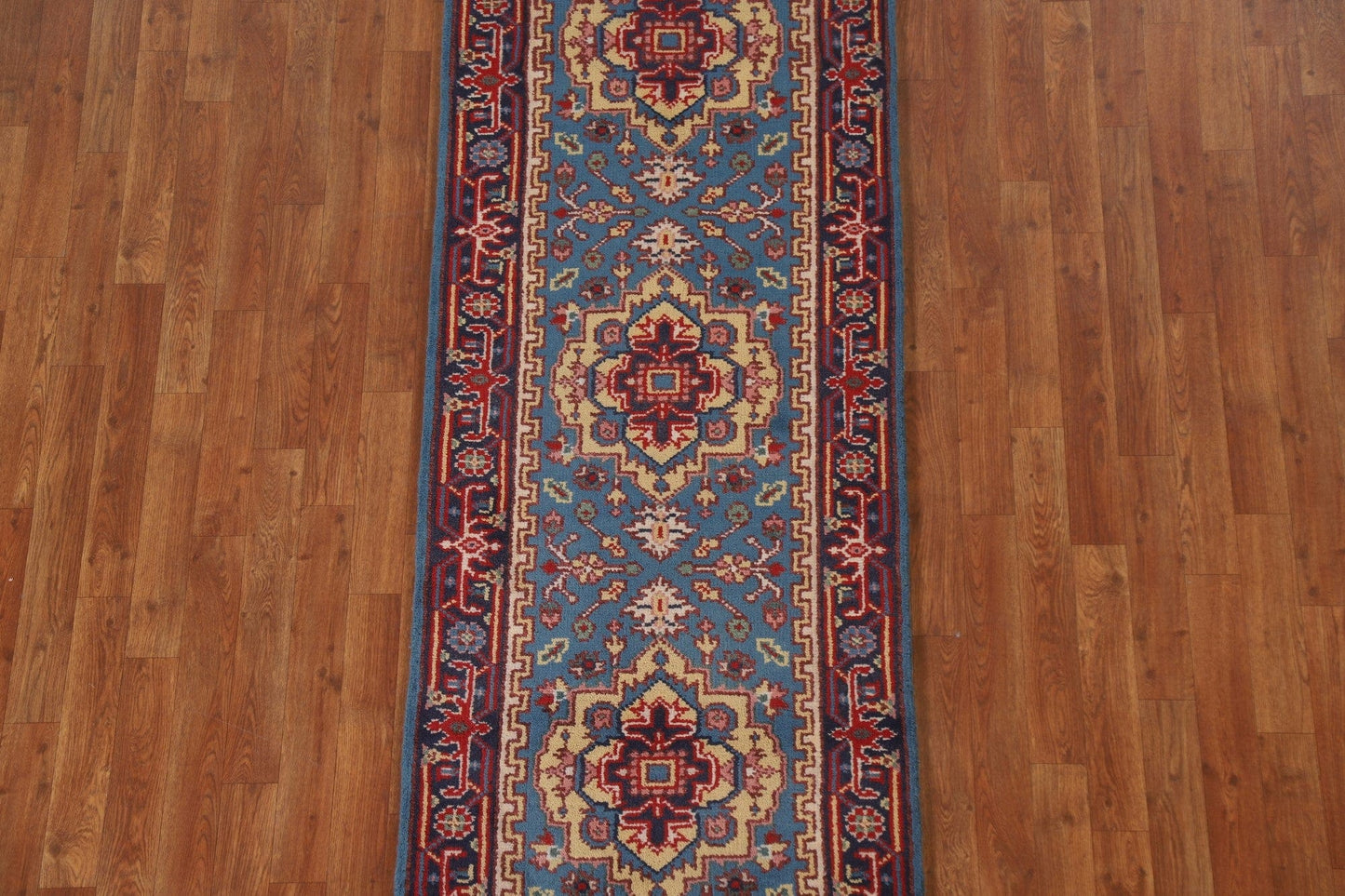 Geometric Heriz Serapi Runner Rug 3x8