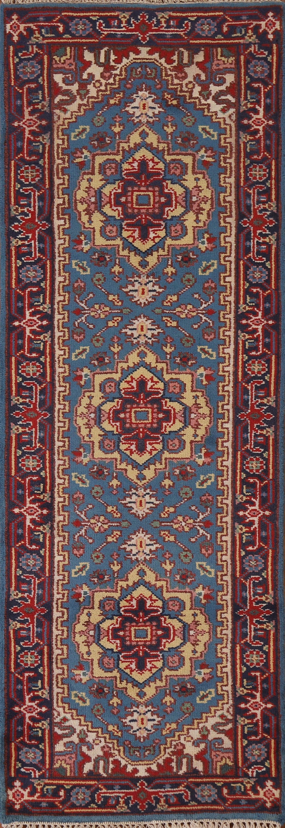 Geometric Heriz Serapi Runner Rug 3x8