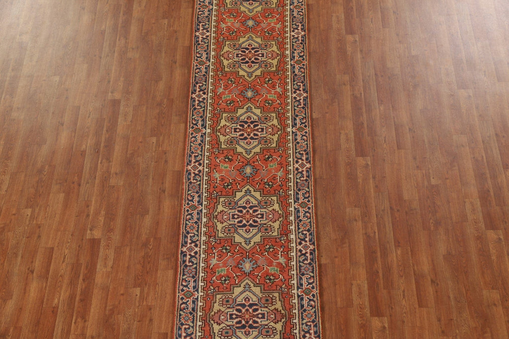 Orange Geometric Heriz Serapi Runner Rug 3x12