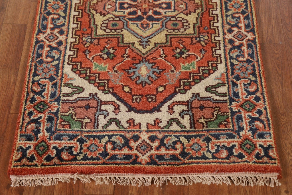 Orange Geometric Heriz Serapi Runner Rug 3x12