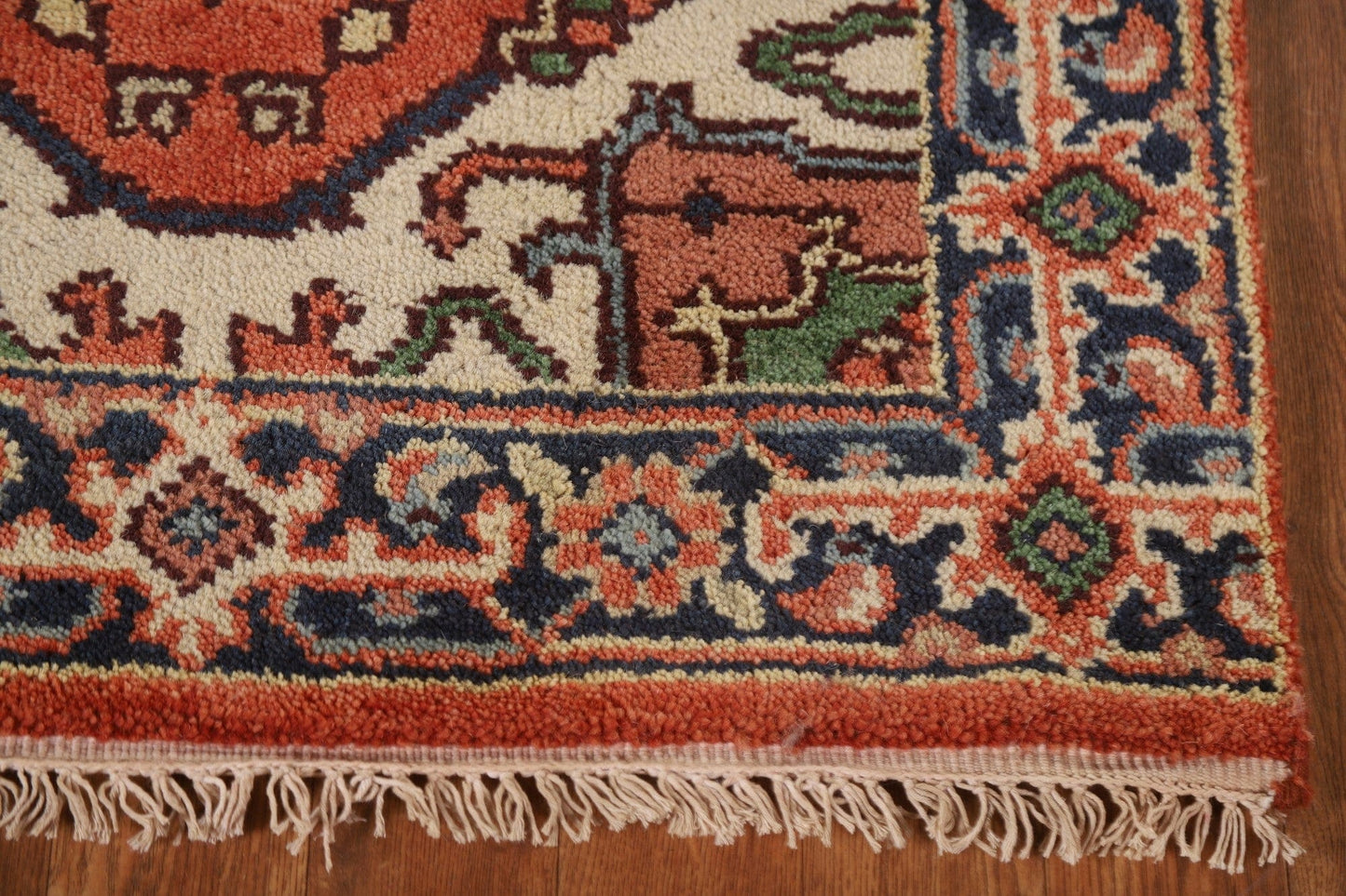 Orange Geometric Heriz Serapi Runner Rug 3x12