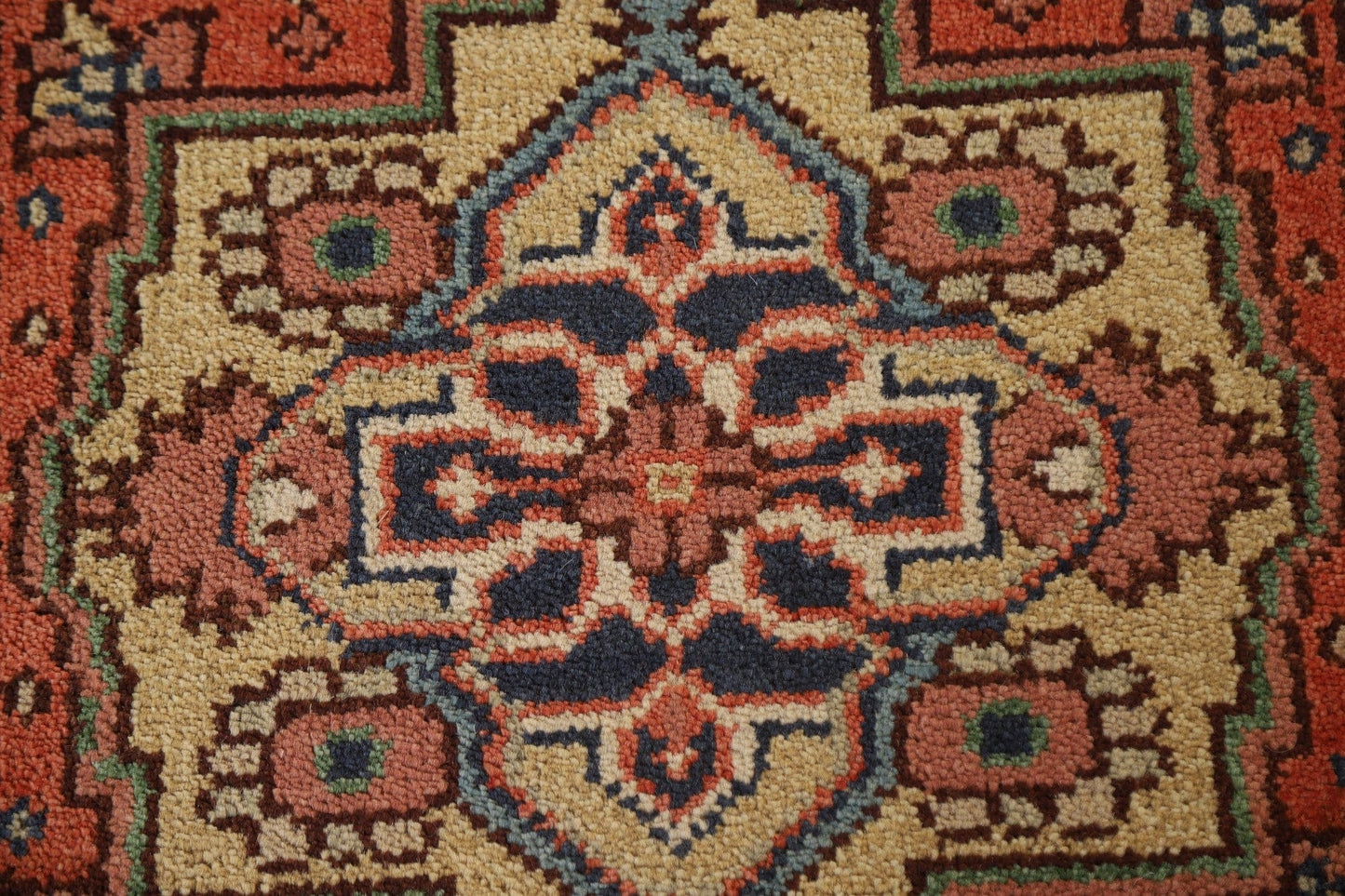 Orange Geometric Heriz Serapi Runner Rug 3x12