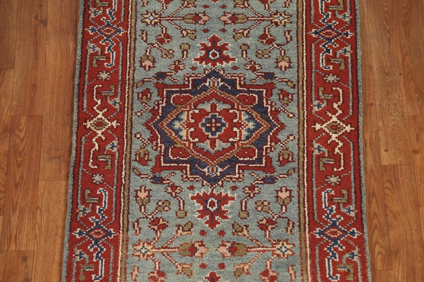 Geometric Heriz Serapi Runner Rug 3x8