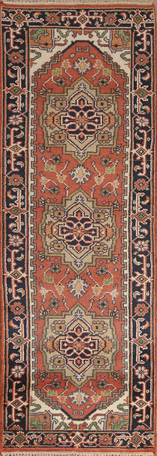 Geometric Heriz Serapi Runner Rug 3x8