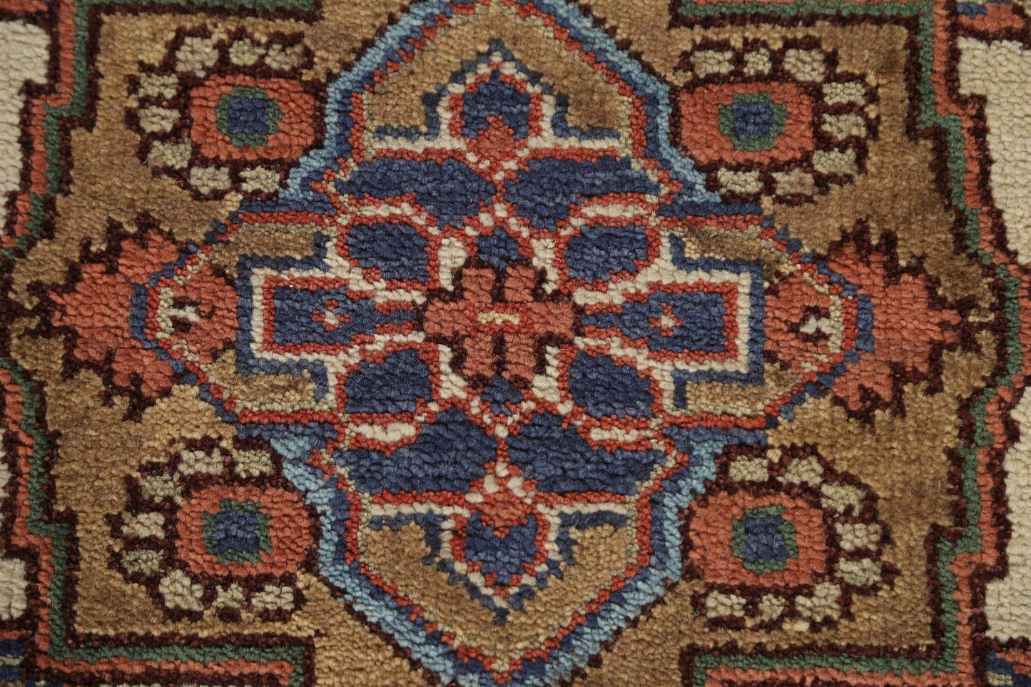 Geometric Handmade Heriz Serapi Runner Rug 3x10