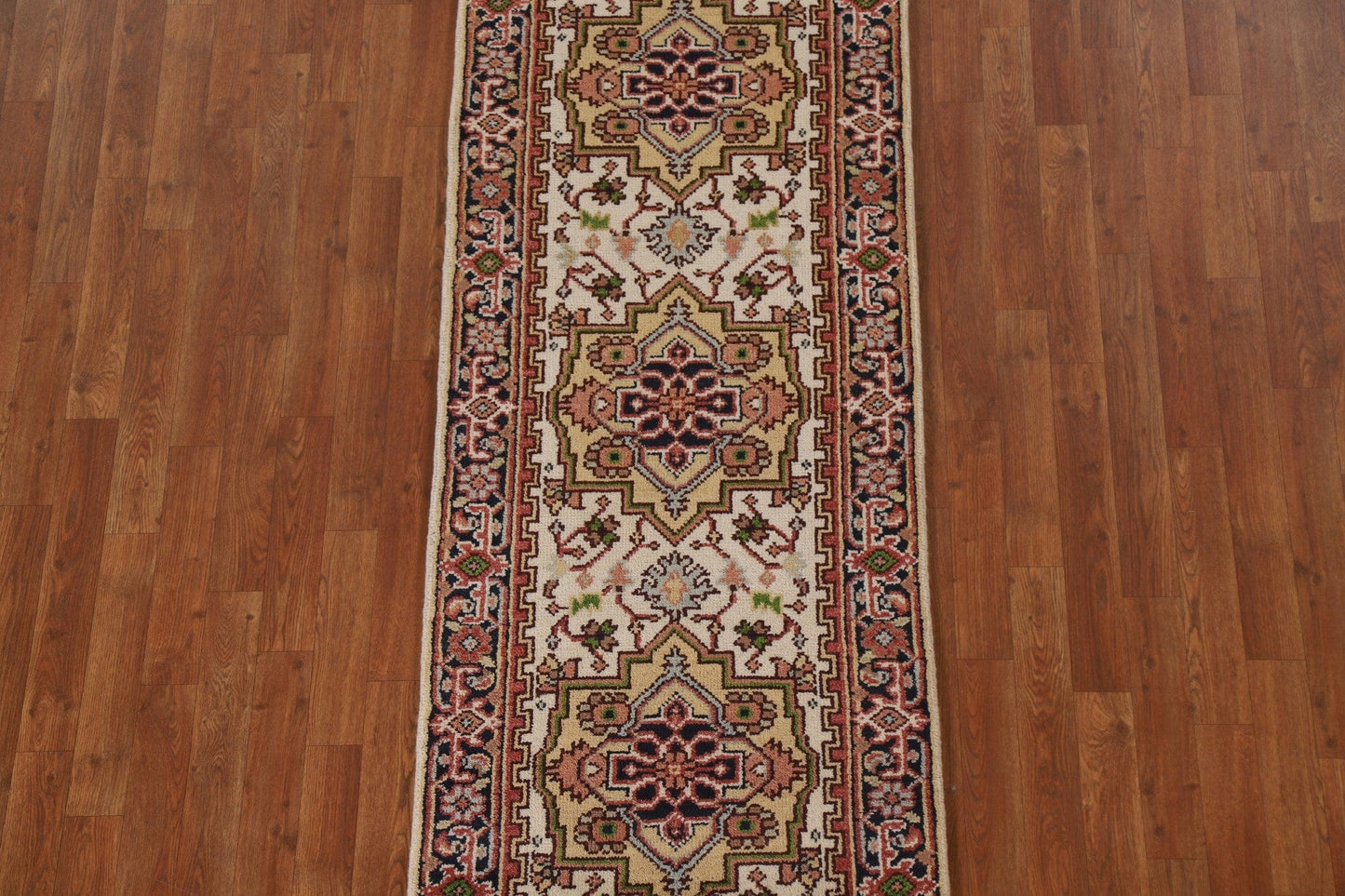 Geometric Heriz Serapi Runner Rug 3x8