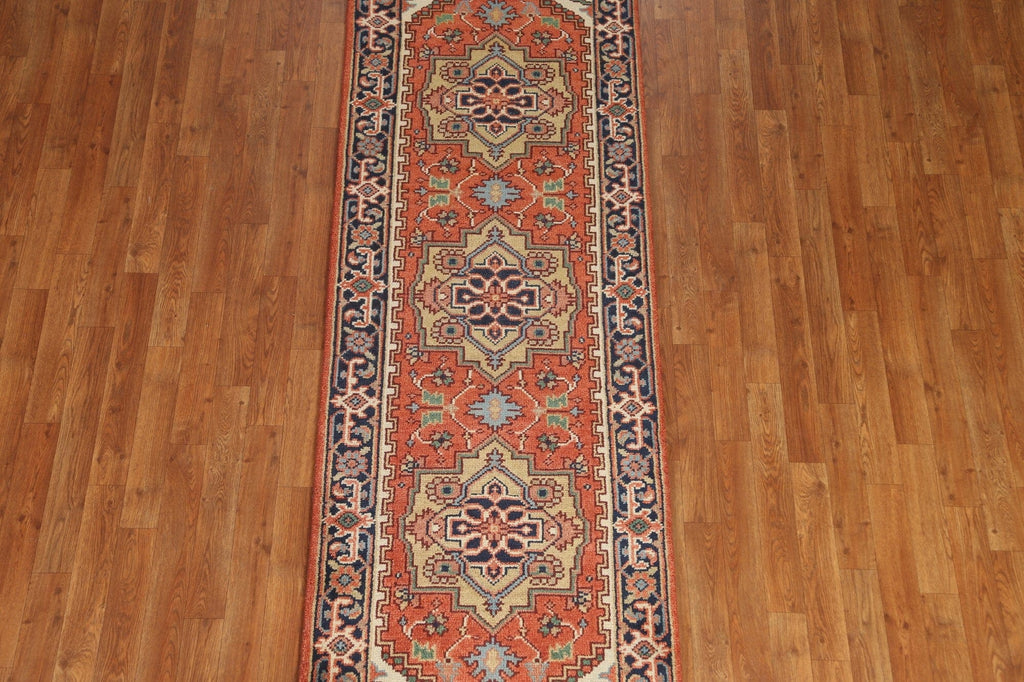 Geometric Heriz Serapi Runner Rug 3x8