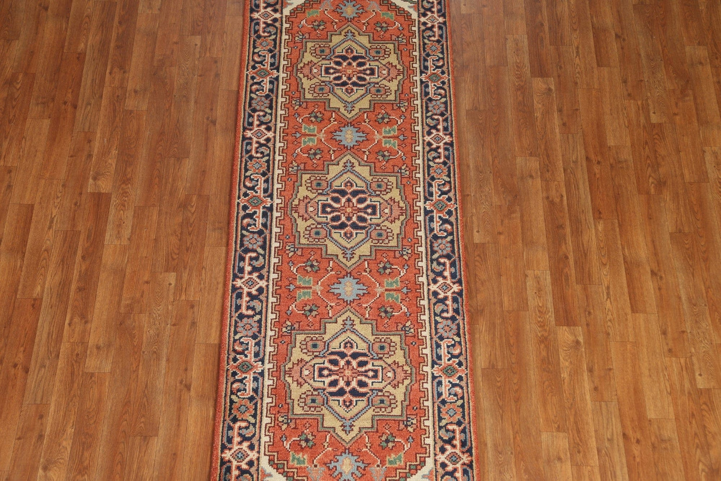 Geometric Heriz Serapi Runner Rug 3x8