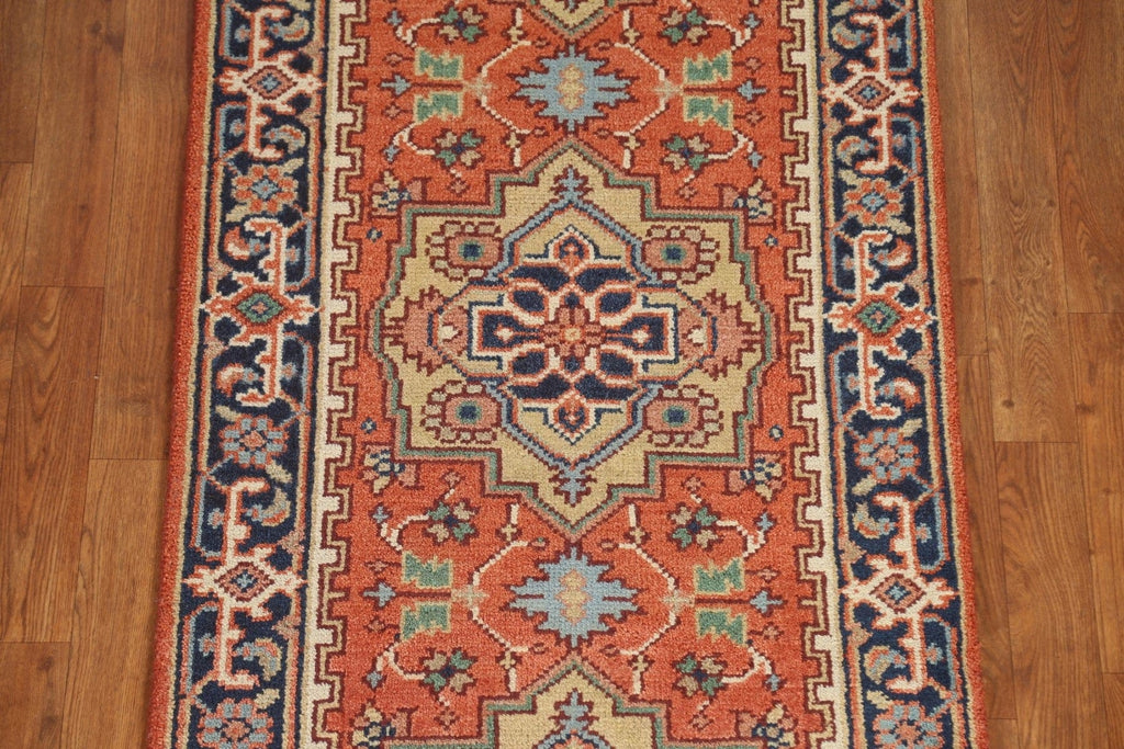 Geometric Heriz Serapi Runner Rug 3x8