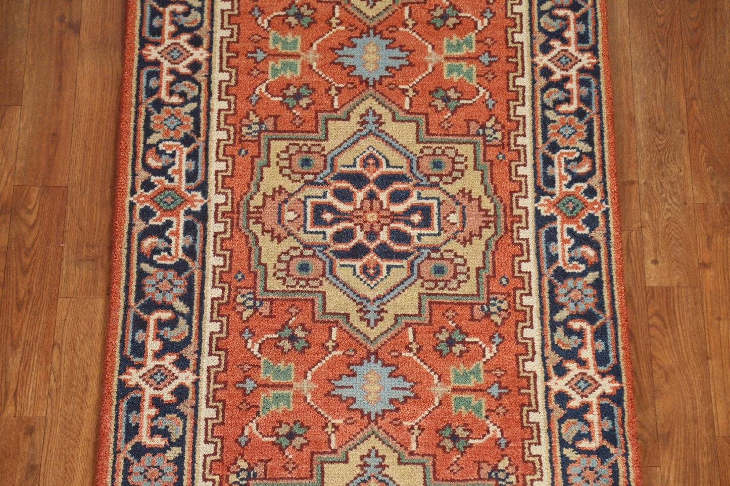 Geometric Heriz Serapi Runner Rug 3x8