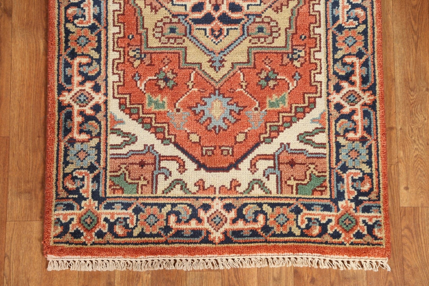 Geometric Heriz Serapi Runner Rug 3x8