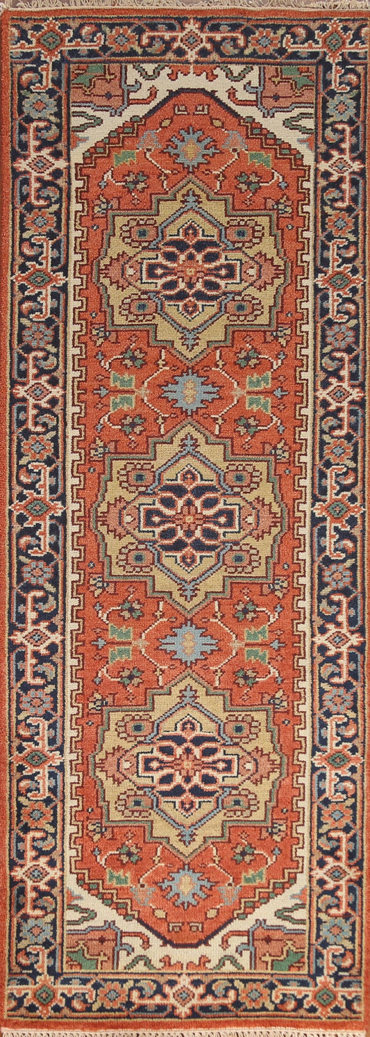 Geometric Heriz Serapi Runner Rug 3x8