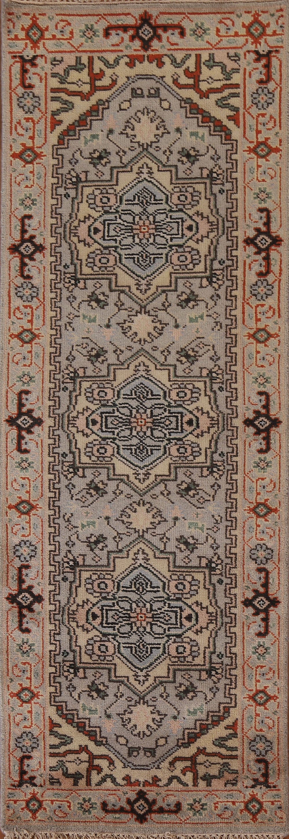 Heriz Serapi Geometric Wool Runner Rug 3x8