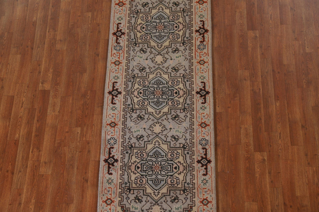 Heriz Serapi Geometric Wool Runner Rug 3x8