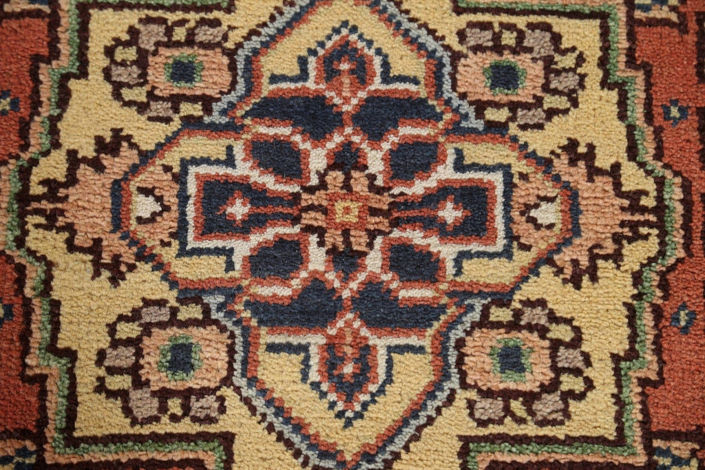 Geometric Heriz Serapi Runner Rug Wool 3x12