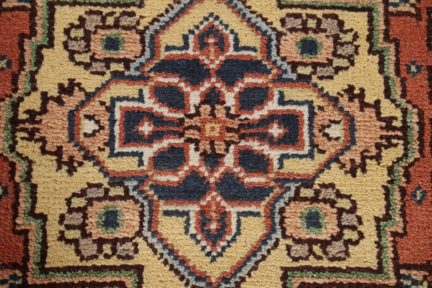 Geometric Heriz Serapi Runner Rug Wool 3x12