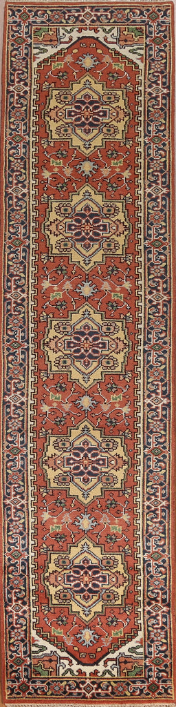 Geometric Heriz Serapi Runner Rug Wool 3x12