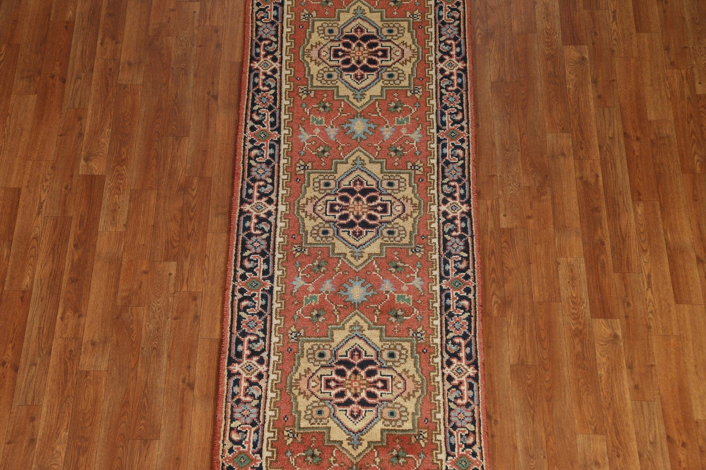 Geometric Heriz Serapi Runner Rug 3x8