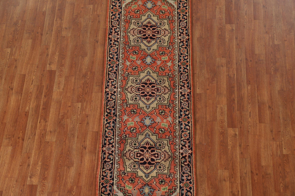 Orange Geometric Heriz Serapi Runner Rug 3x8