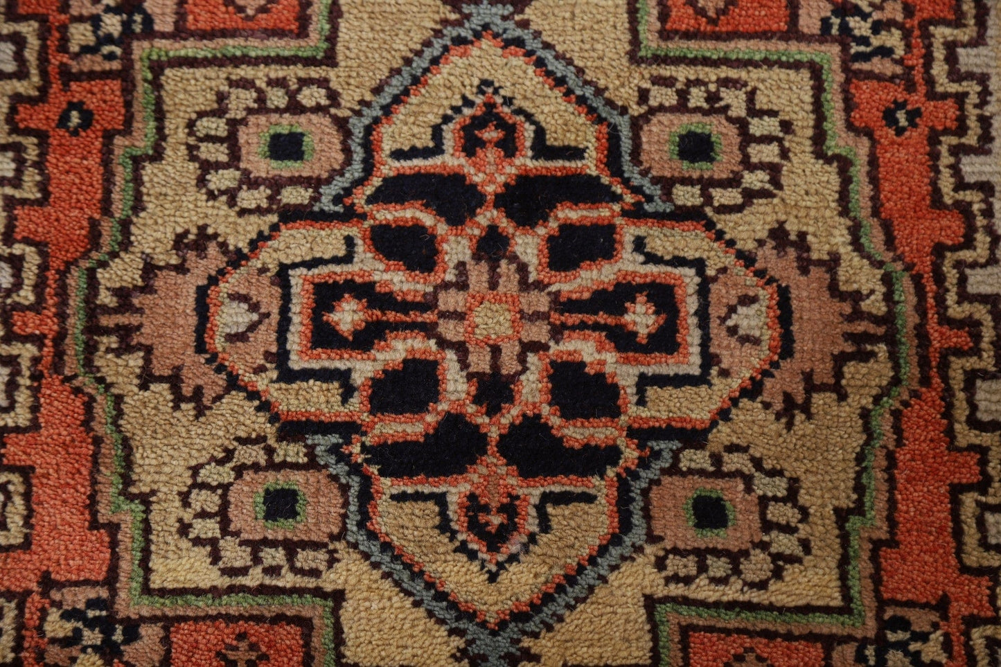 Orange Geometric Heriz Serapi Runner Rug 3x8