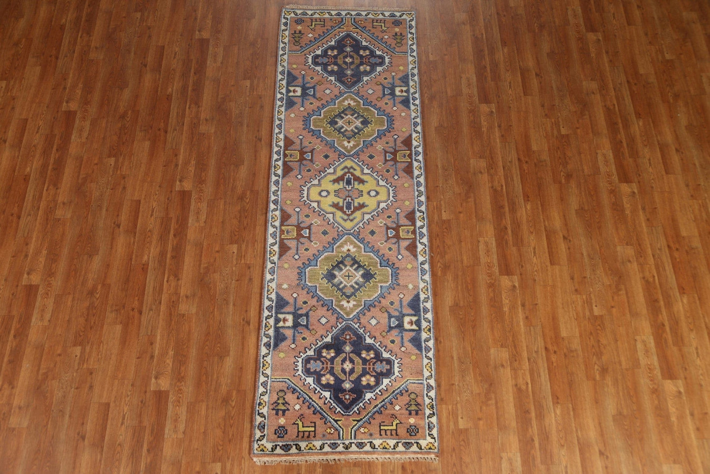 Geometric Heriz Serapi Runner Rug 3x8