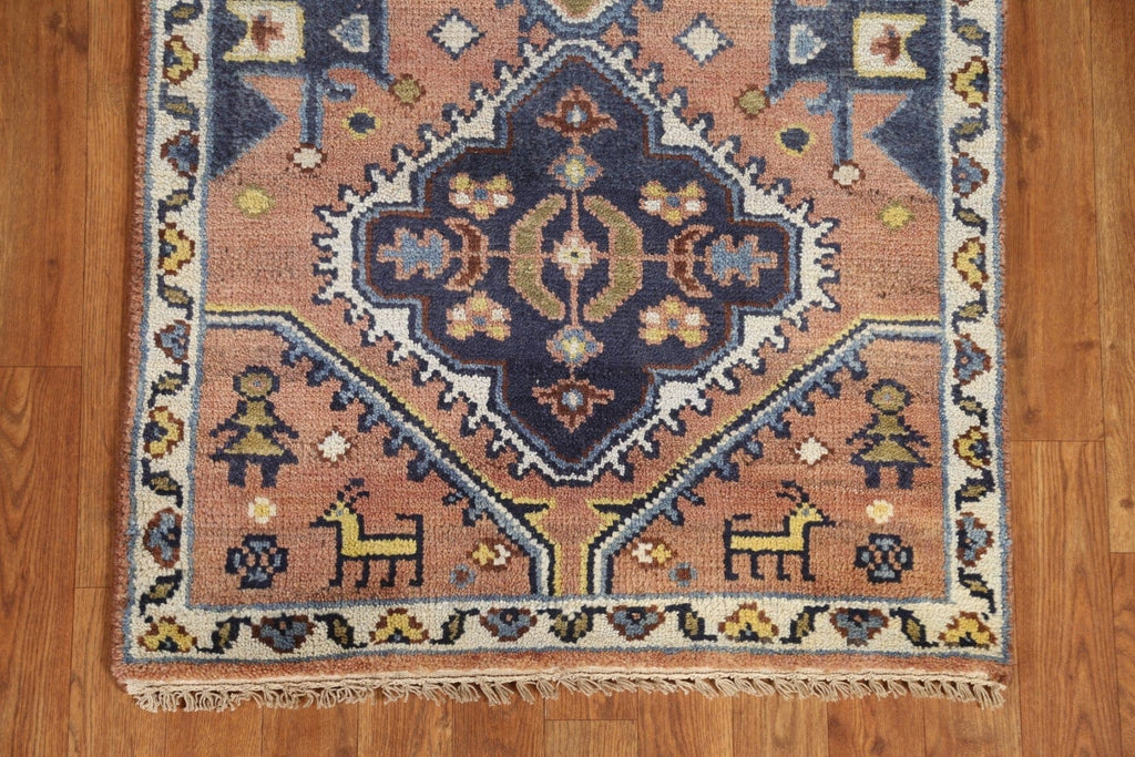 Geometric Heriz Serapi Runner Rug 3x8