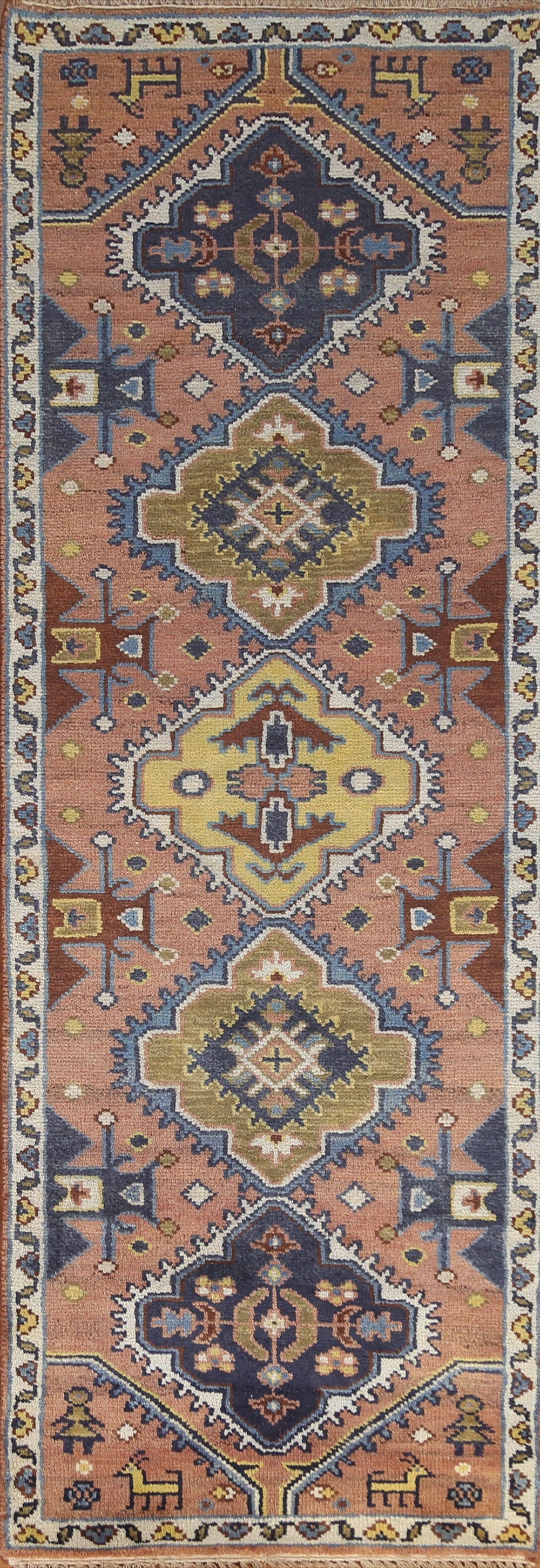 Geometric Heriz Serapi Runner Rug 3x8