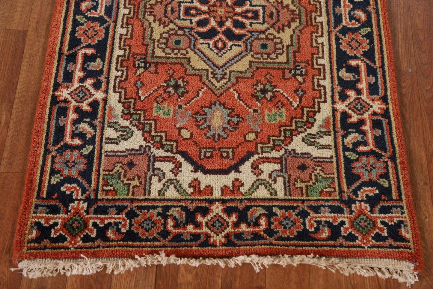 Geometric Heriz Serapi Runner Rug 3x8