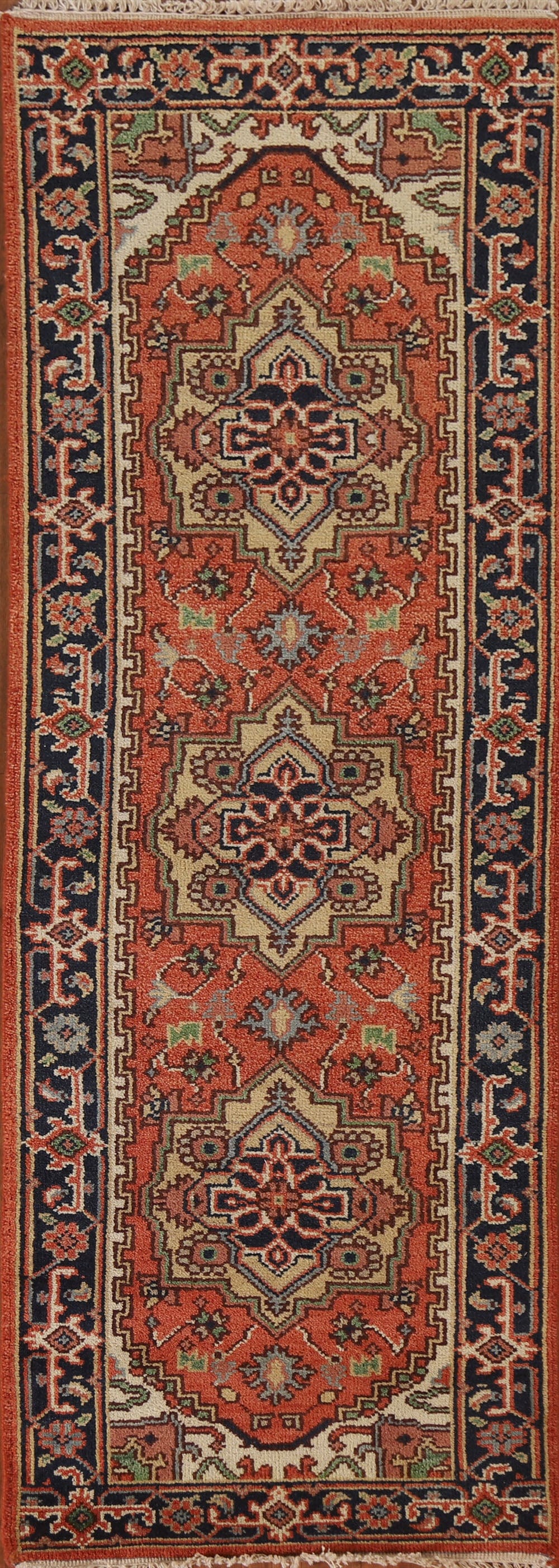 Geometric Heriz Serapi Runner Rug 3x8